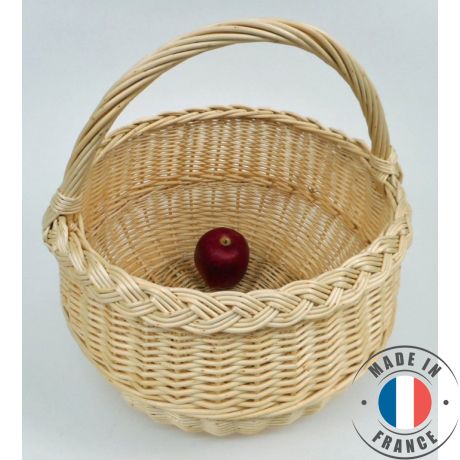 Panier rond osier blanc bord natté n°4